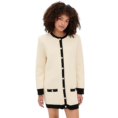 LE BOP Parker Gold Button Sweater Minivestido para Mujer, Negro, L