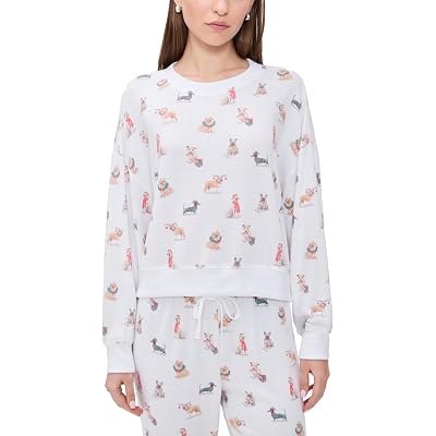 Z SUPPLY Top de Manga Larga Cosy Up Pup para Mujer, Blanco, M
