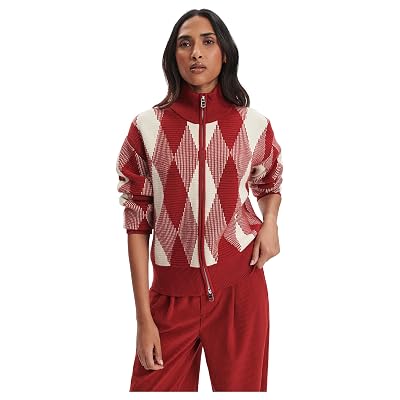 Varley, Chaqueta de punto Karina Jacquard para mujer, Dalia roja, Small