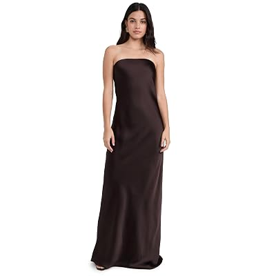 Norma Kamali Vestido sin Tirantes Bias para Mujer, Chocolate, L