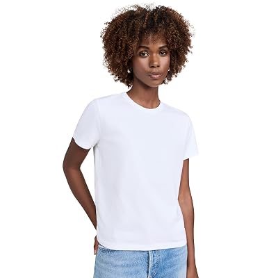 Madewell The Perfect Camiseta de cuello redondo para mujer en Allday Jersey, blanco con ojales, XS