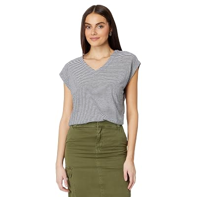 Camiseta holgada con cuello en V de Madewell a rayas Juniper Berry XS (mujer 00-0)