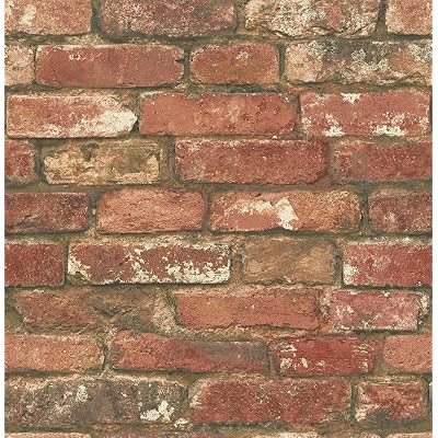 NuWallpaper NU2214 West End Brick Peel & Stick Papel pintado, Rojo