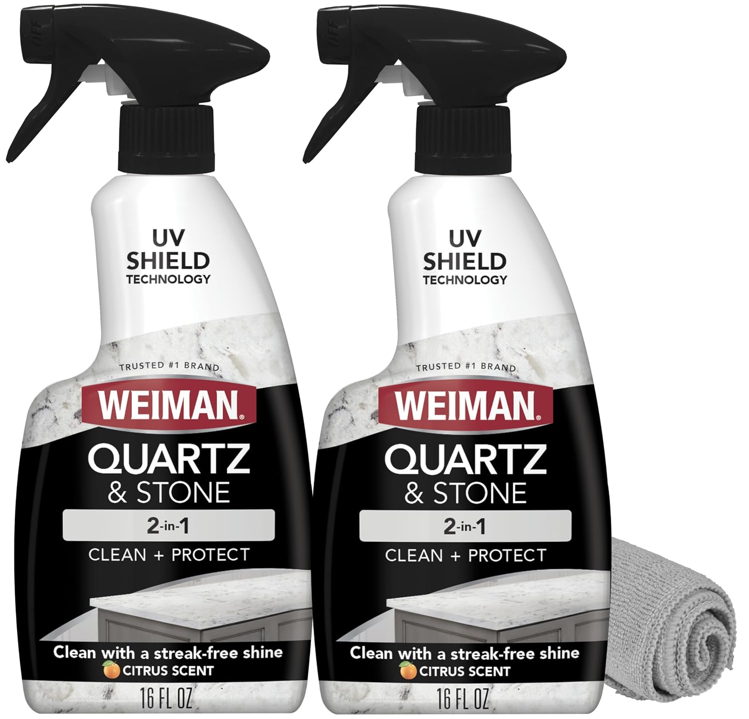 Limpiador y pulidor de encimeras de cuarzo Weiman (paquete de 2 con microtoalla) Clean and Shi