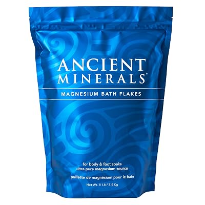 Ancient Minerals Copos de baño de magnesio, alternativa a la sal de Epsom, 8 lb