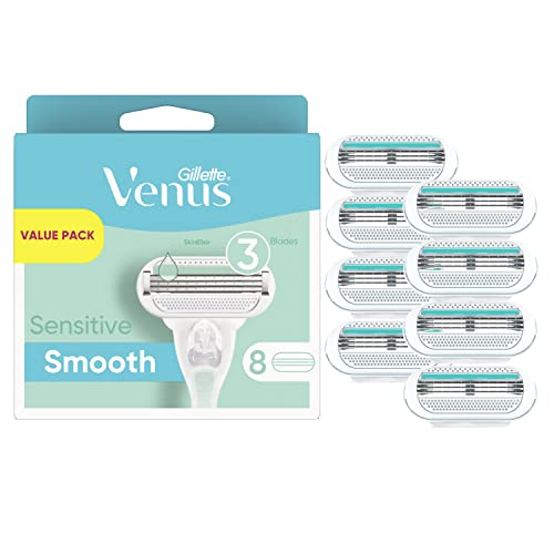 Gillette Venus Extra Smooth Sensitive Recambios de cuchillas de afeitar para mujer, 8 unidades, Desig