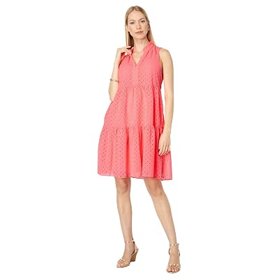 Lilly Pulitzer Novella Vestido Lillys Coral Mini Medallón Gasa Ojal SM