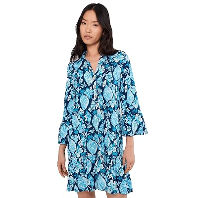 Lilly Pulitzer, vestido Delany para mujer, esplendor de concha azul marino de marea baja, mediano