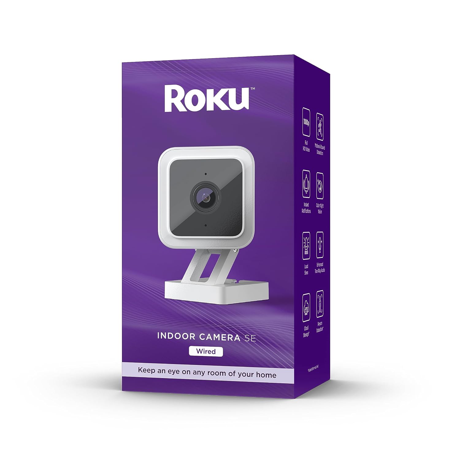 Roku CS1000R Smart Home Indoor Camera SE - Cámara de seguridad con cable con movimiento y S