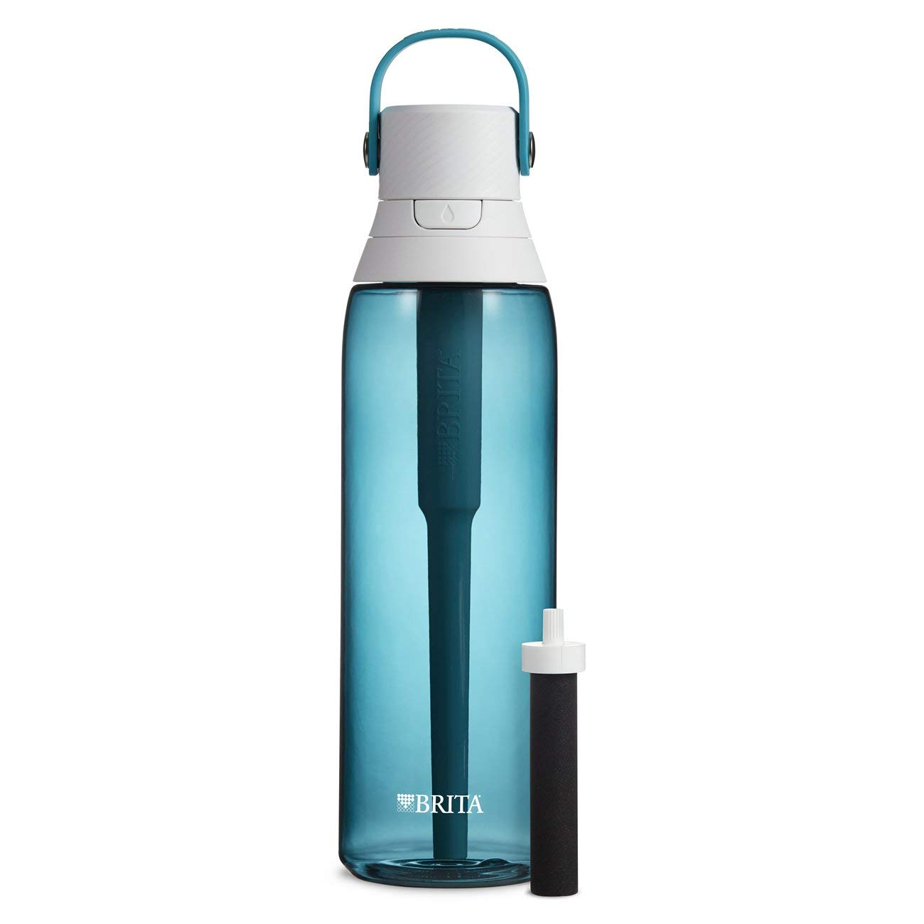 Brita Hard-Sided Plastic Premium Filtering Water Bottle, BPA-Free, Reusable, Rep