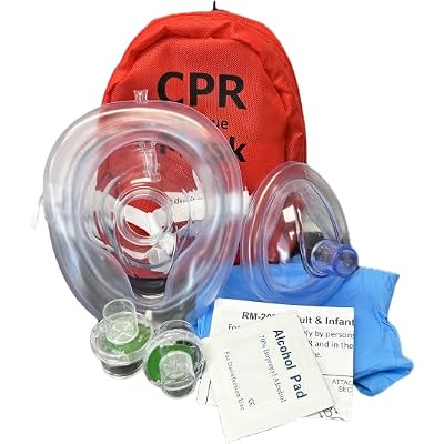 MCR Medical Paquete de 10 máscaras RCP para adultos y bebés, kit combinado con 2 válvulas