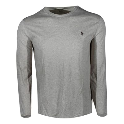 Polo Ralph Lauren Camiseta de manga larga con cuello redondo (mediano, Dune Tan (Brown Pony))