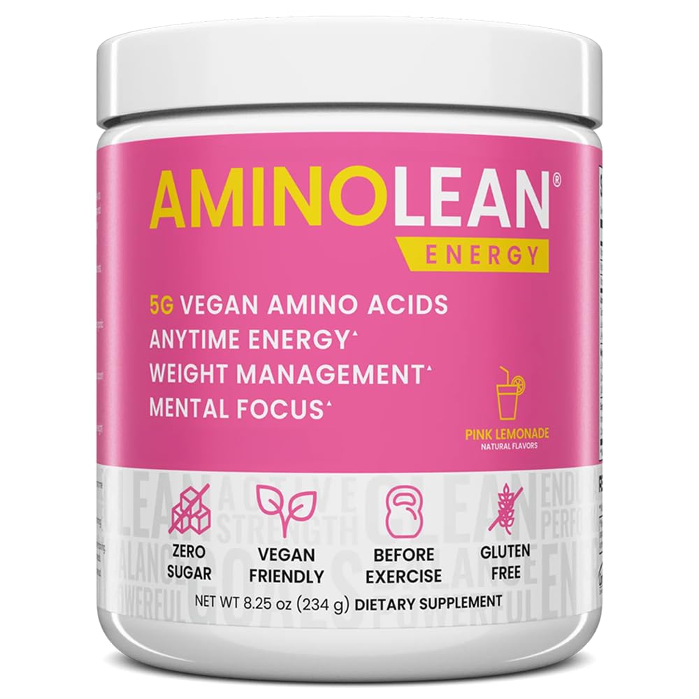 AminoLean Pre Workout Powder y aminoenergía natural con BCAA veganos + EAA
