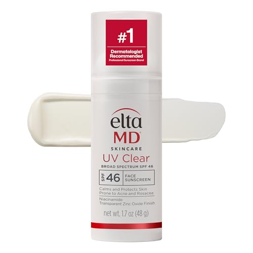 EltaMD Protector solar facial transparente UV sin teñir con óxido de zinc, SPF 46, 1.7 oz