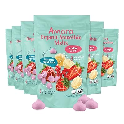Amara Smoothie Melts - Mezcla de frutos rojos - Snacks para bebés elaborados con frutas y verduras