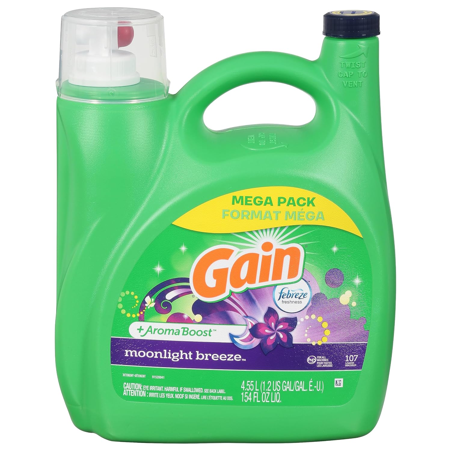 Gain, Detergente + Aroma Boost Moonlight Breeze Mega Pack, 154 onzas