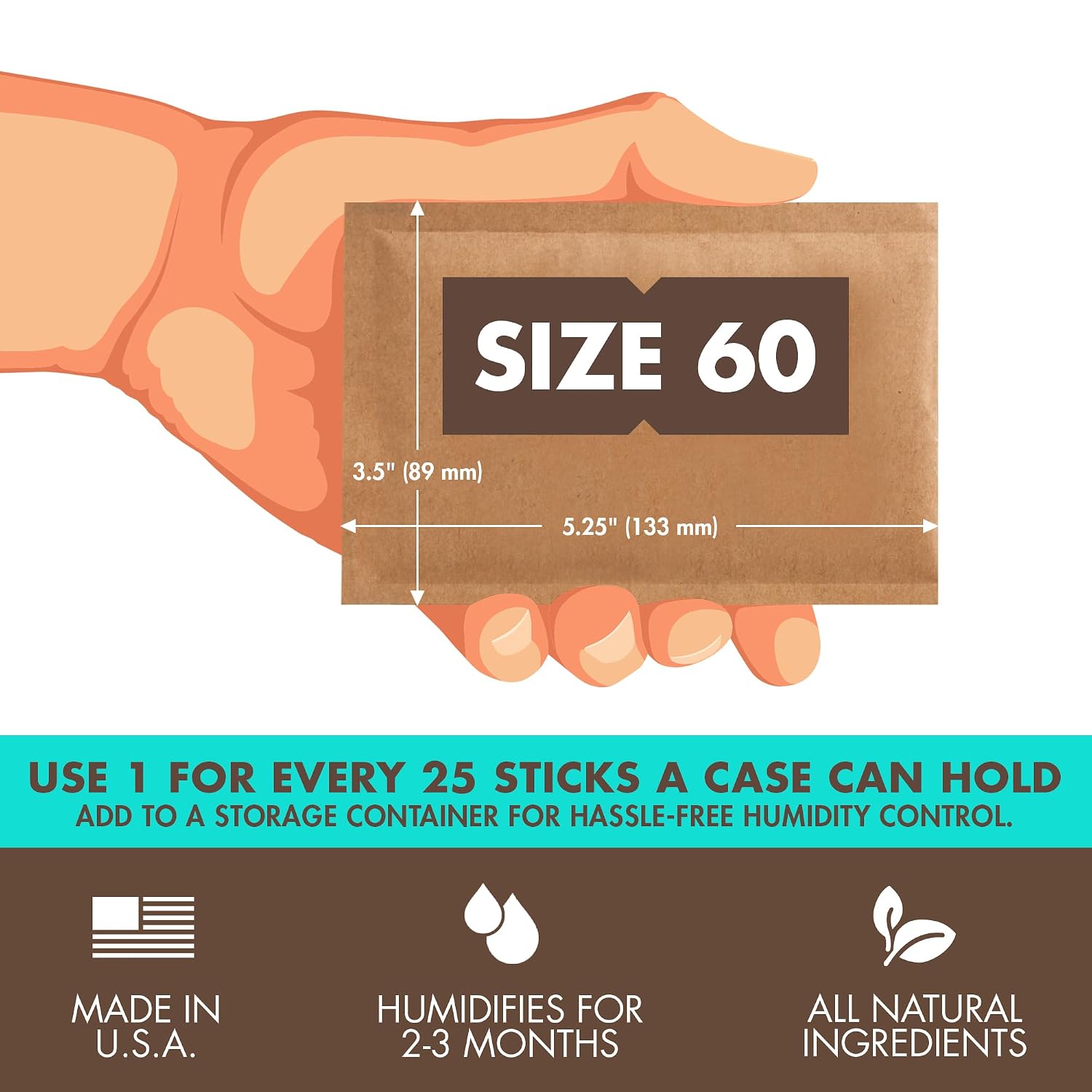 Boveda 72% Humidity Control Packs, Size 60, 4-Pack - for Dry Environments