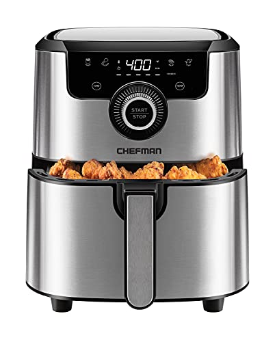 CHEFMAN Air Fryer Healthy Cooking, 4.5 Qt,User Friendly and Dual Control Tempera