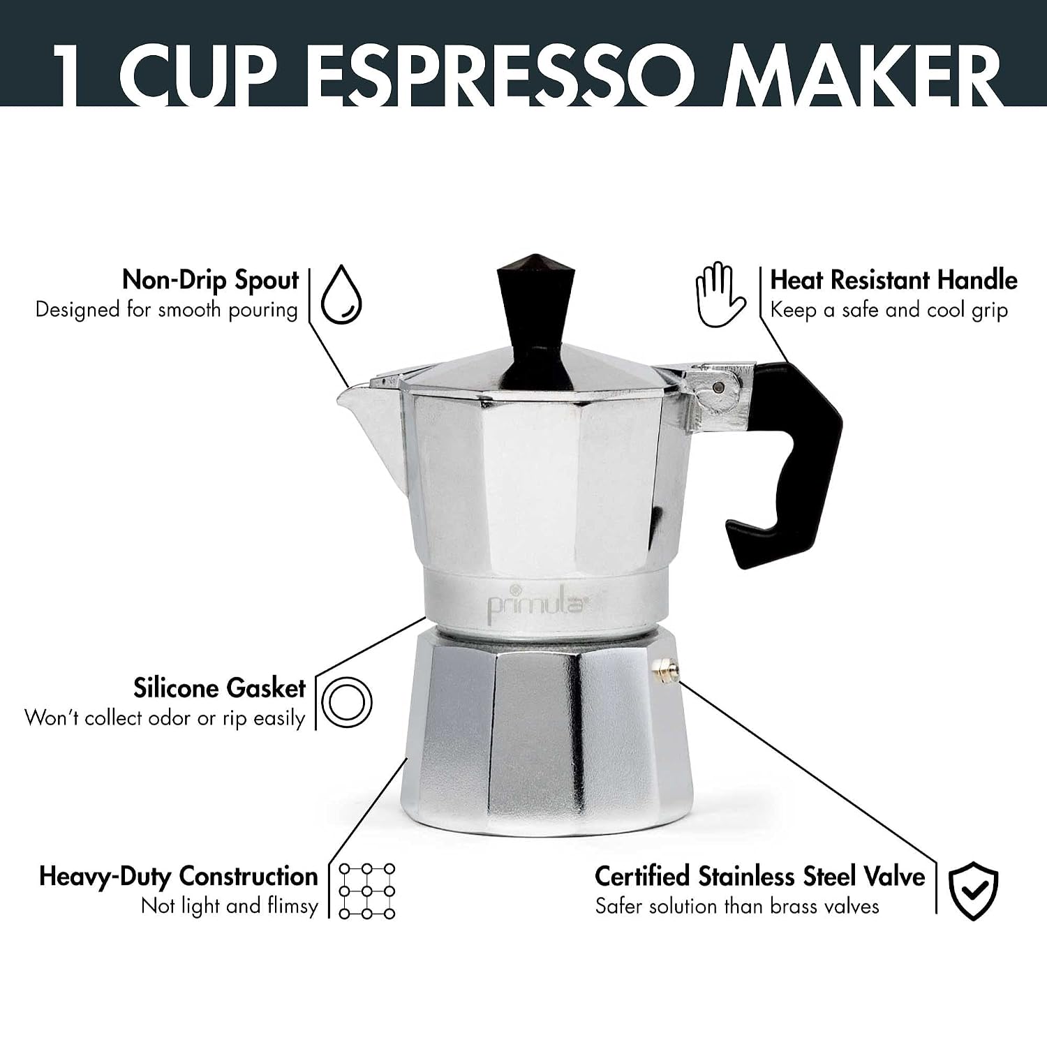 Primula Classic Stovetop Espresso and Coffee Maker, Moka Pot for Italian and Cub