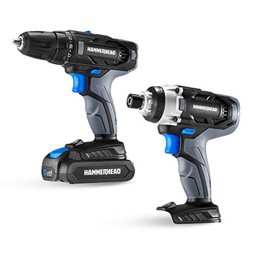 Hammerhead 20V Cordless 2-Tool Combo Kit: Drill and Impact Driver with 1.5Ah Bat