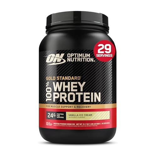 Optimum Nutrition Gold Standard Whey Protein Powder, Vanilla Ice Cream, 2LB