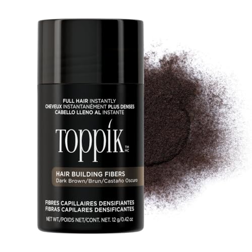Toppik Hair Building Fibers, Dark Brown, 12g Fill In Fine or Thinning Hair, Inst