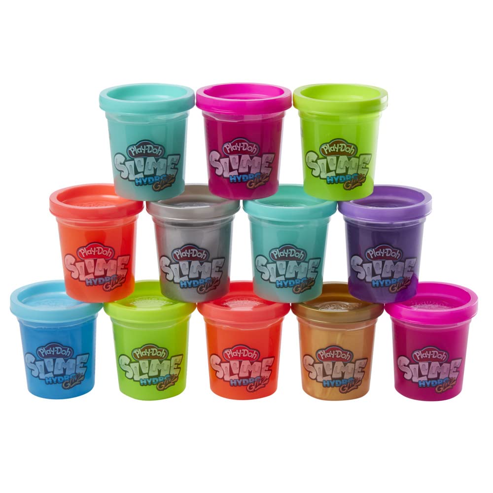 Play-Doh Slime HydroGlitz 12 Multipack of Assorted Metallic Colors for Kids 3 Ye