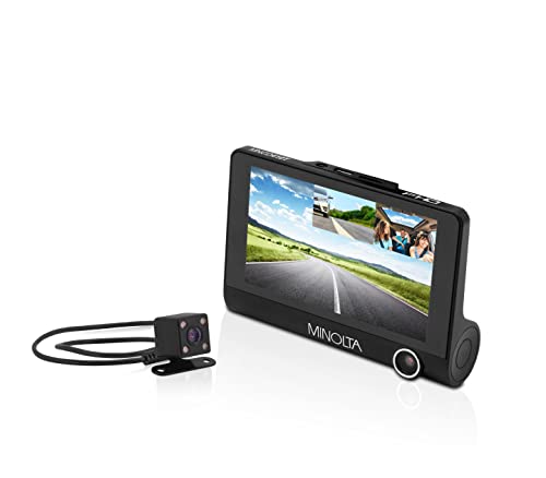 Minolta MNCD415T 3-Channel 1080p Car Camcorder, 4in LCD, 170^0 Lens