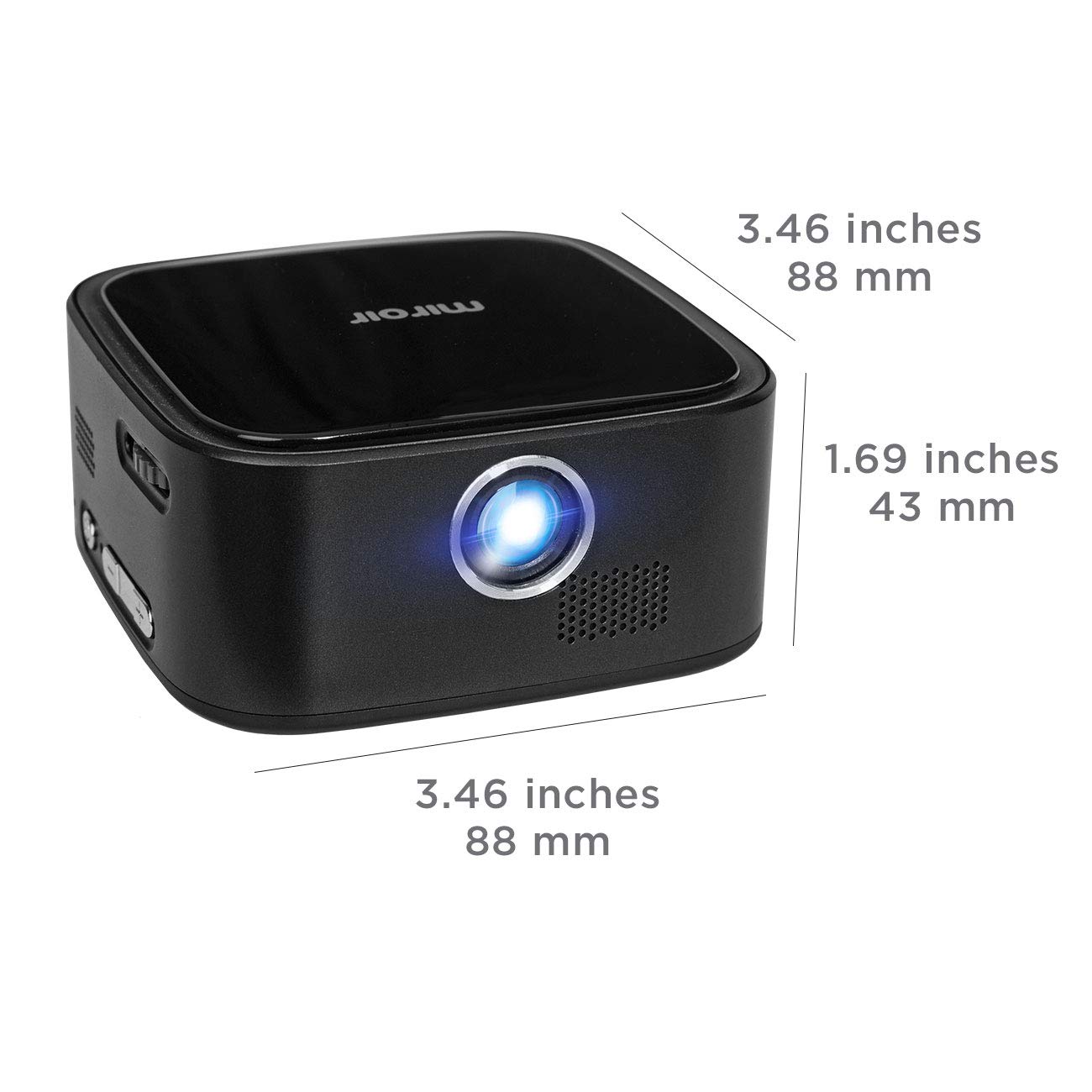 Miroir M29 Portable Projector, Black, 50 Inch Picture, 1080P Supported, Home / O