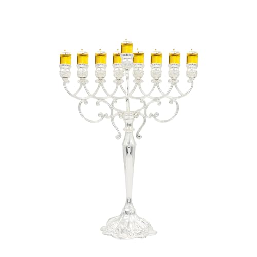 Majestic Giftware Silver-Plated Chanukah Oil Menorah - Classic Design (MN-HA140)