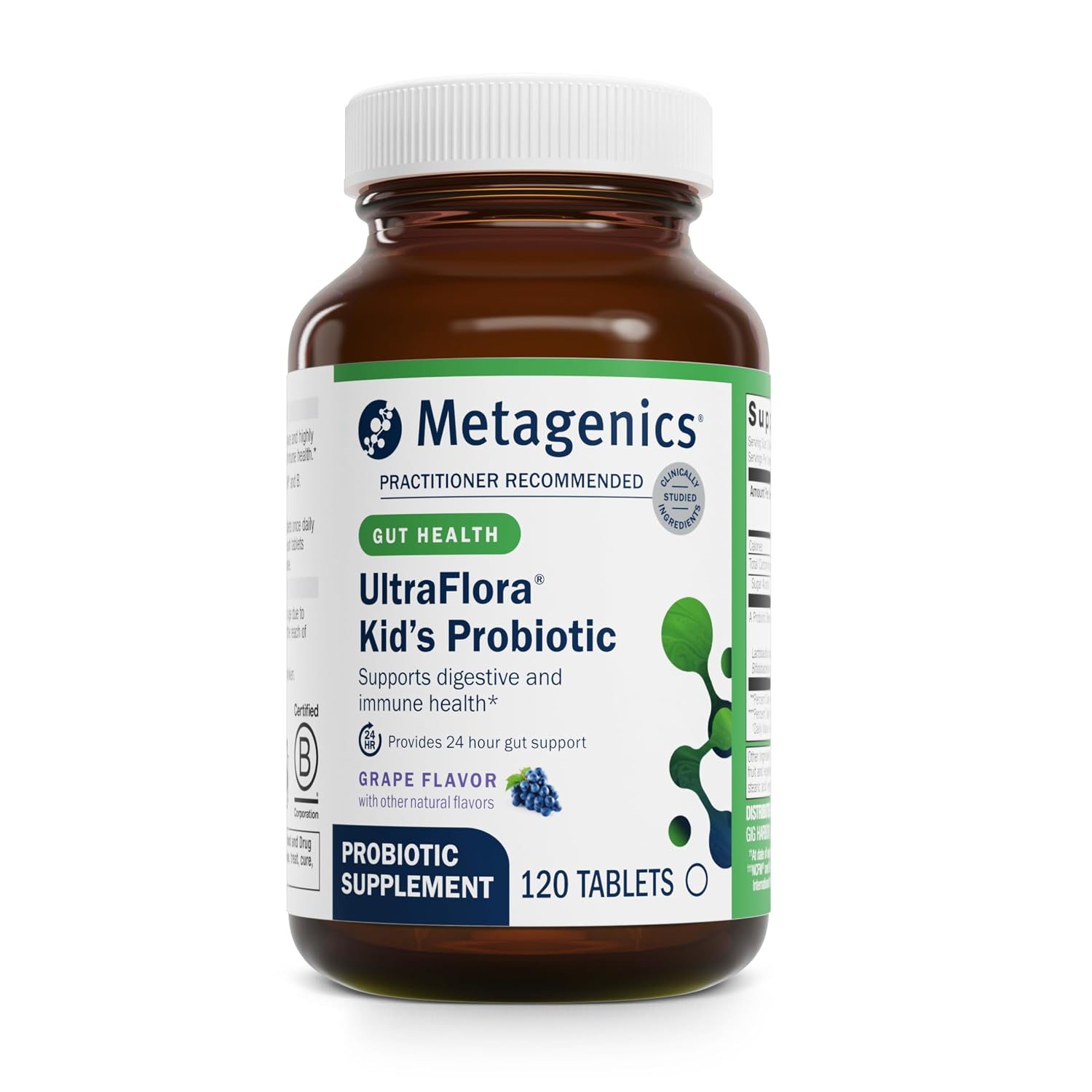 Metagenics UltraFlora Kids Probiotic, 10 Billion CFU, 120 Tablets