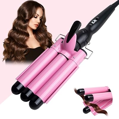 3 Barrel Curling Iron Wand-1 Inch Ceramic Tourmaline Triple Barrels,25 mm Hair C