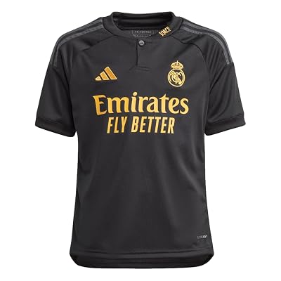 adidas Youth Soccer Real Madrid 23/24 Youth Third Jersey - One-Button Ribbed Col