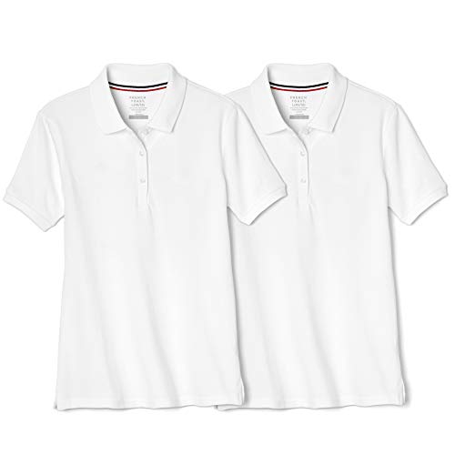French Toast Girls 2 Pack Short Sleeve Stretch Piqu'e Polo, White, M(7/8)