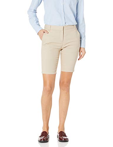 IZOD Junior's Uniform Stretch Twill Skinny Bermuda Short, Khaki, 13