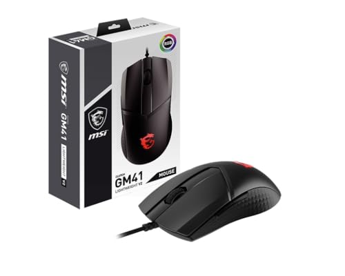Ratón para juegos MSI Clutch GM41 ligero V2 - Sensor óptico de 16000 DPI, Symmetri
