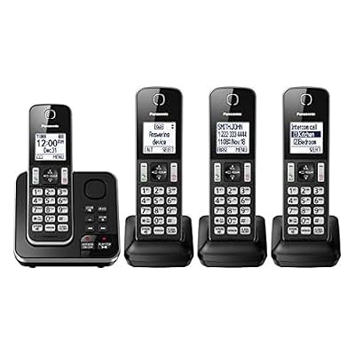 Panasonic KX-TGD394B Dect 6.0 Teléfono fijo de 4 auriculares (renovado)