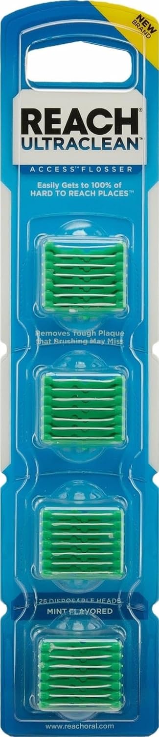 REACH Ultraclean Access Flosser Refill Heads, Menta, Removedor de placa para dientes, Sh
