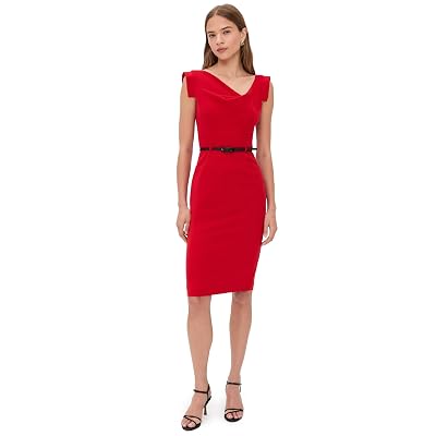 Black Halo Jackie O Vestido con cinturón para Mujer, Rojo, 4