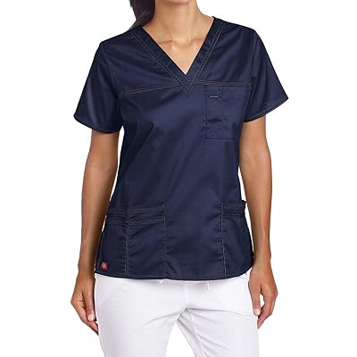 Dickies GenFlex Junior-Fit Camisa Médica con Cuello en V para Mujer, Azul Marino, XX-Small EE. UU.