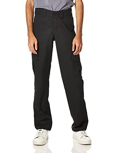 Dickies Pantalones utilitarios de trabajo cargo de sarga elástica, ajustados y rectos para hombre, negro, 34 W x