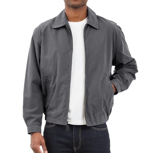 London Fog Chaqueta de golf con forro de malla ligera y cremallera frontal Auburn para hombre, hierro, mediano