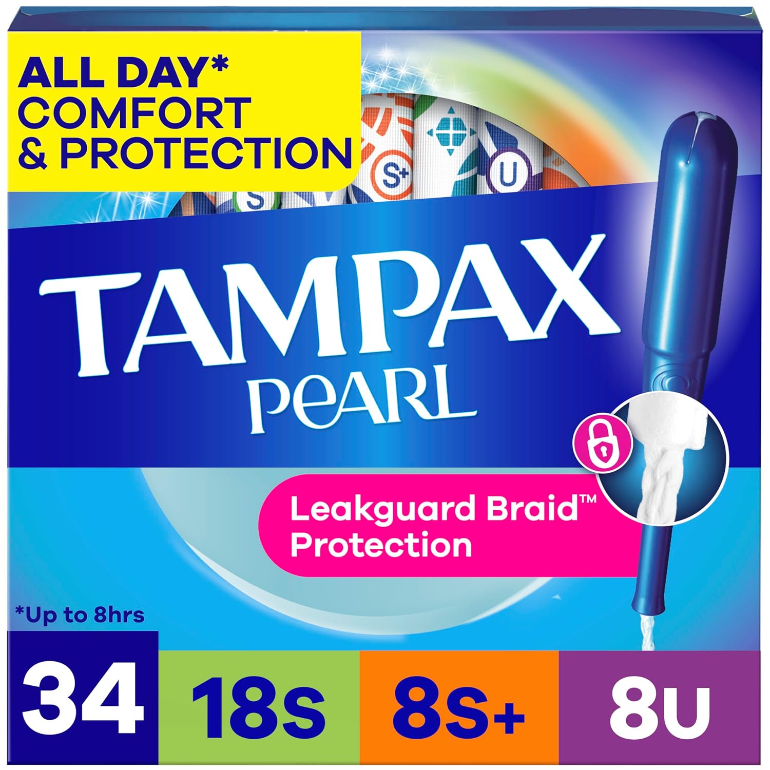Tampax Pearl Tampons Trio Pack, Super/Super Plus/Ultra Absorbency with BPA-Free
