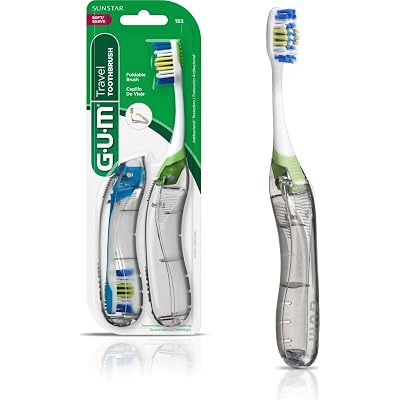 GUM Folding Travel Toothbrush, Soft Bristle, Compact Head, 2 Count