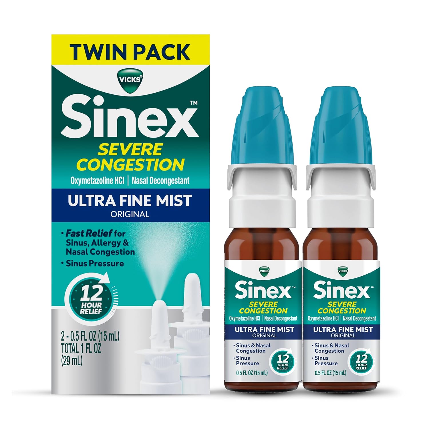 Vicks Sinex Severe Allergy & Sinus Nasal Spray, Original Ultra Fine Mist, Decong