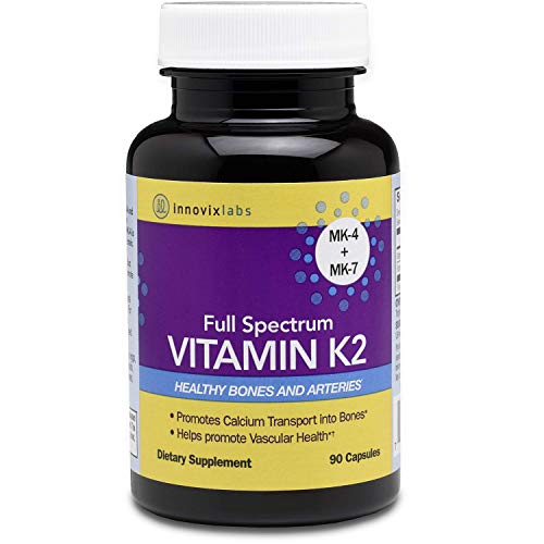 InnovixLabs Full Spectrum Vitamin K2 MK7 + MK4, 600 mcg (90 Softgels)