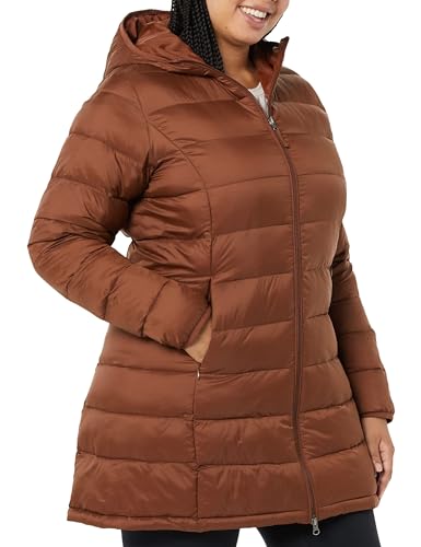 Amazon Essentials Women's Lightweight Water-Resistant Packable Hooded Puffer Coa