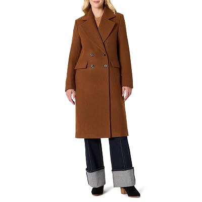 Amazon Essentials Women's Relaxed-Fit Double-Breasted Wool-Blend Longline Coat,