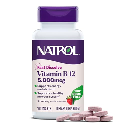 Natrol Vitamin B12 5000 mcg Fast Dissolve B12 Supplement, 100 Tablets