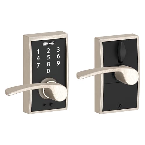 Schlage Touch Electronic Lock, Lever Handle, Century Trim, Satin Nickel